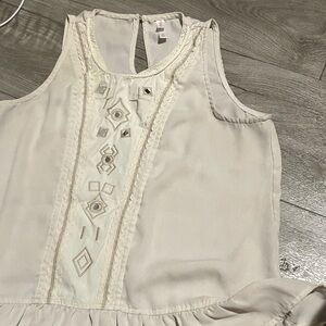 Sleeveless Cream Top with Embroidered Details